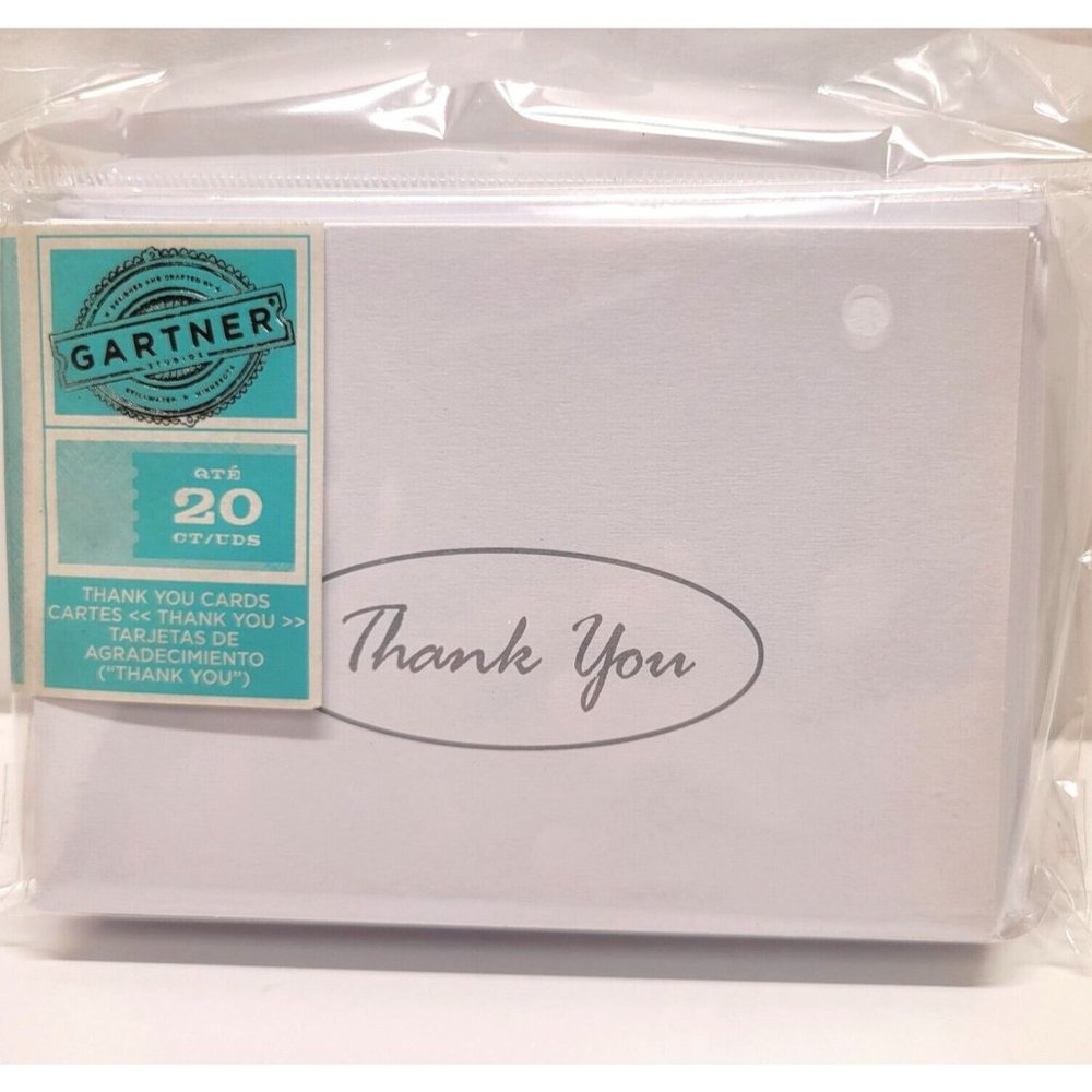New DIY 20 Thank You Cards White Silver Gartner Studios with Envelopes Blank